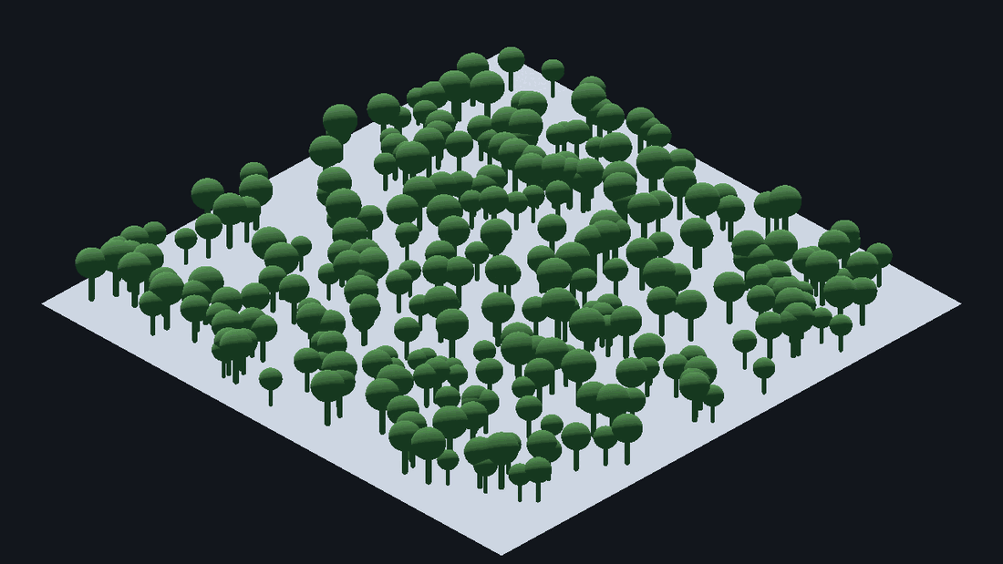 MeshInstance3D 300개로 그린 숲