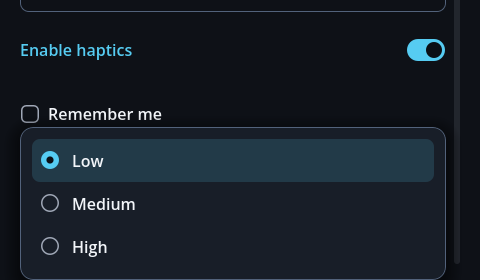 An open dropdown — soft accent hover panel and the radio mark of the chosen item